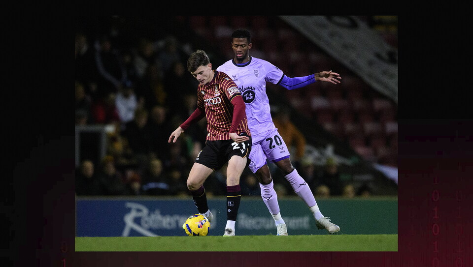 A match action image from the Imps’ away game at Bradford City