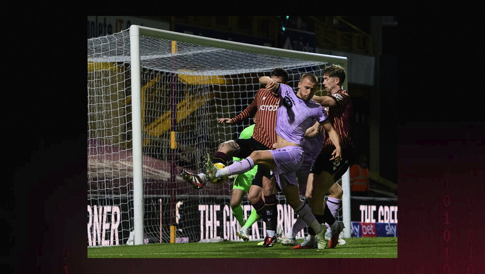 A match action image from the Imps’ away game at Bradford City