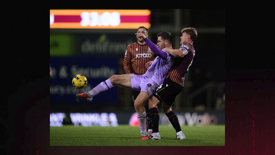 A match action image from the Imps’ away game at Bradford City