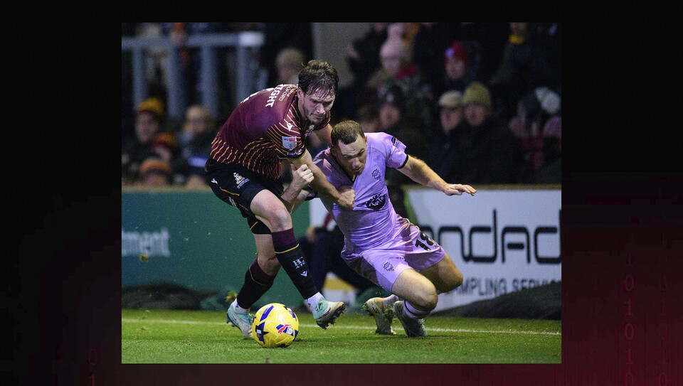 A match action image from the Imps’ away game at Bradford City