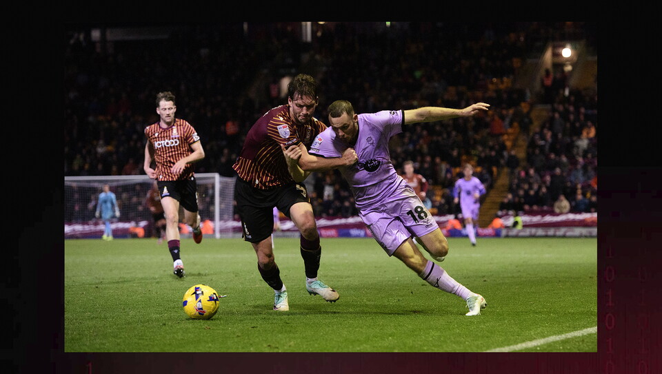 A match action image from the Imps’ away game at Bradford City