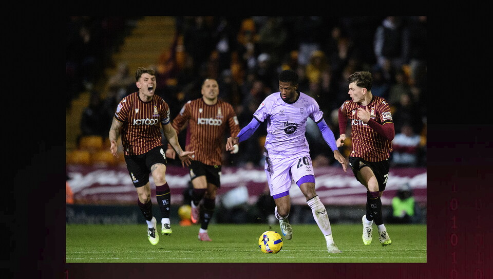 A match action image from the Imps’ away game at Bradford City