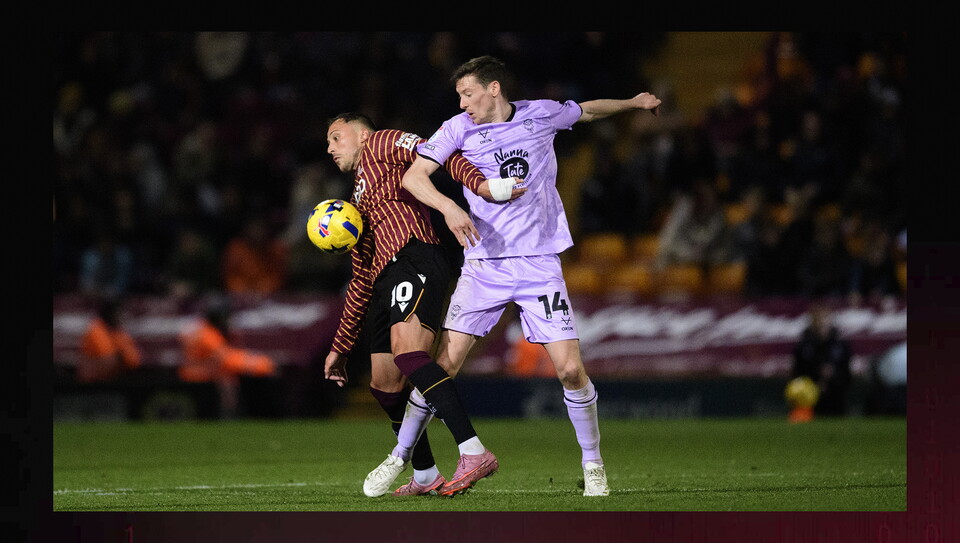 A match action image from the Imps’ away game at Bradford City