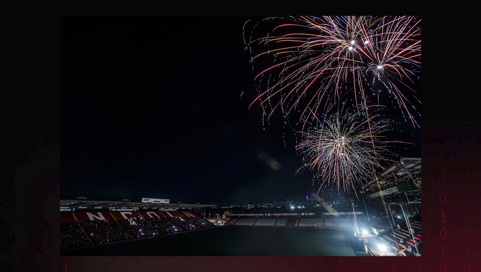 Lincoln City’s 2025 fireworks display, with ProAmpac, at LNER Stadium, Lincoln.