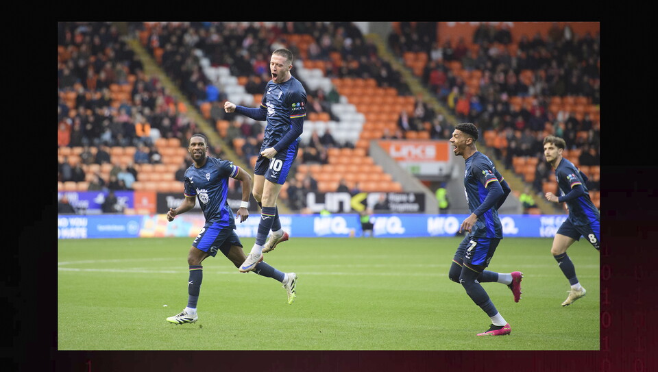 Action from Blackpool v Lincoln City