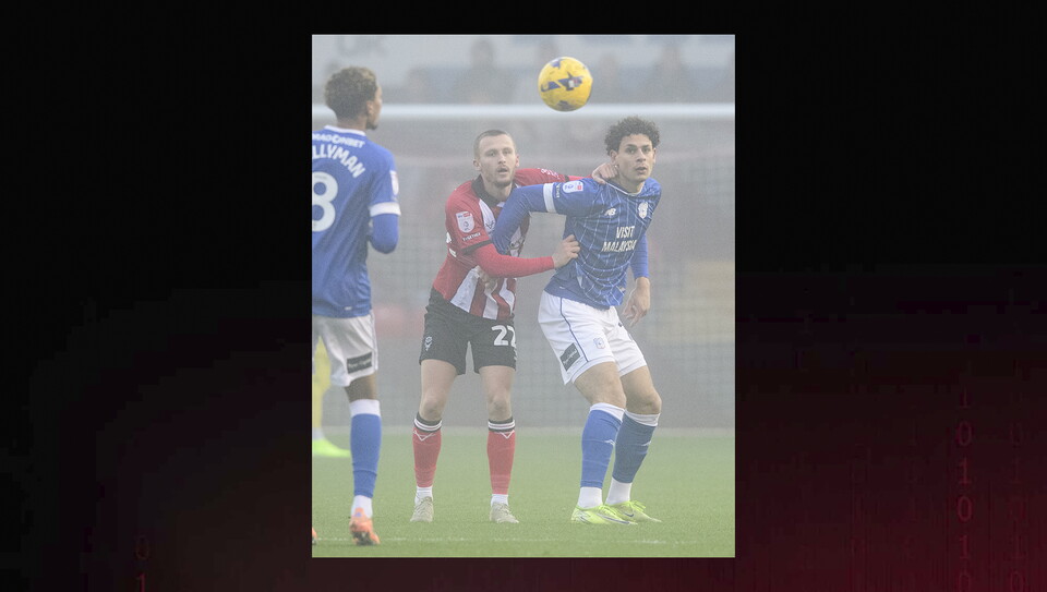 A match action image from the Imps’ 2-1 home win over Cardiff City