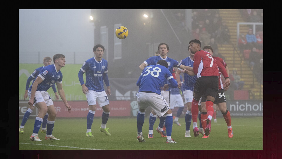 A match action image from the Imps’ 2-1 home win over Cardiff City