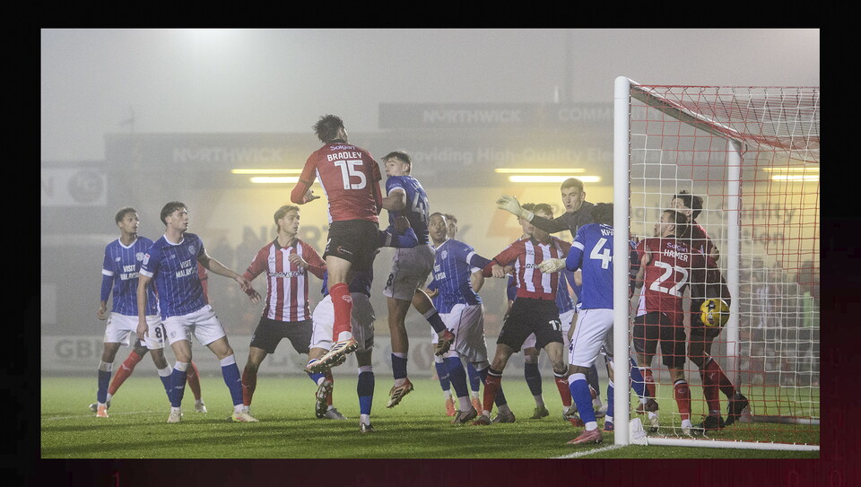 A match action image from the Imps’ 2-1 home win over Cardiff City
