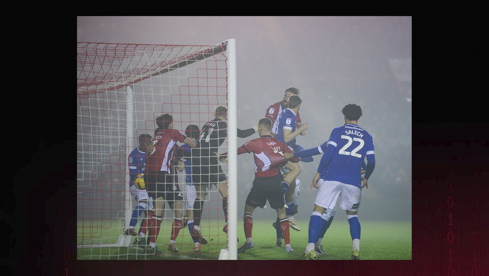 A match action image from the Imps’ 2-1 home win over Cardiff City