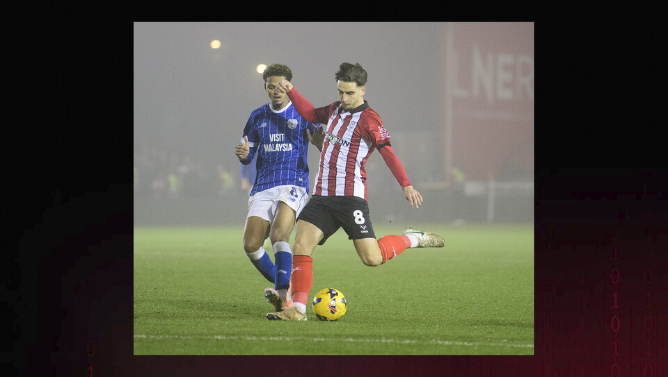 A match action image from the Imps’ 2-1 home win over Cardiff City
