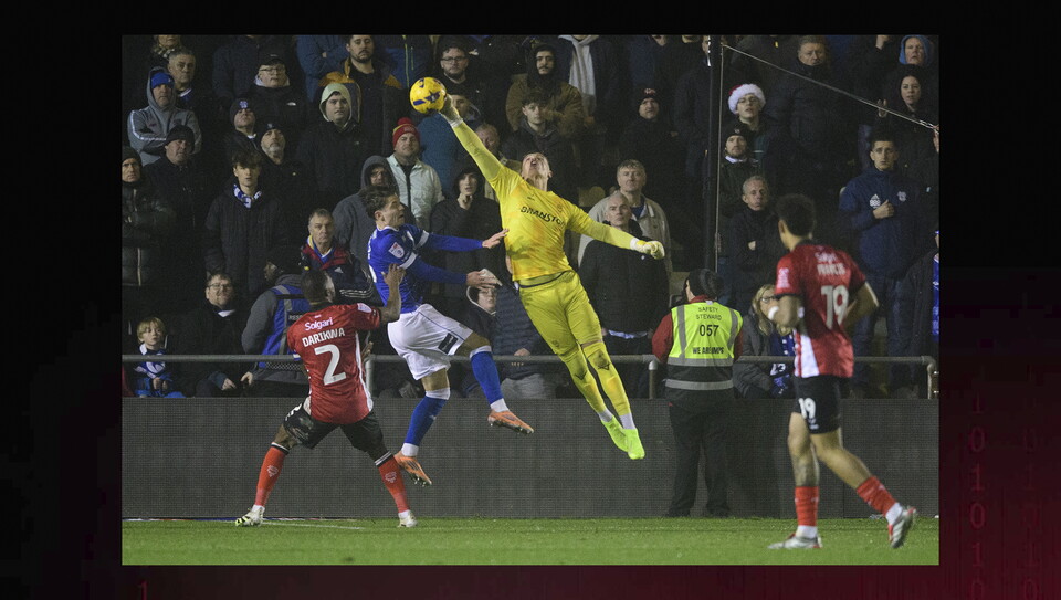 A match action image from the Imps’ 2-1 home win over Cardiff City