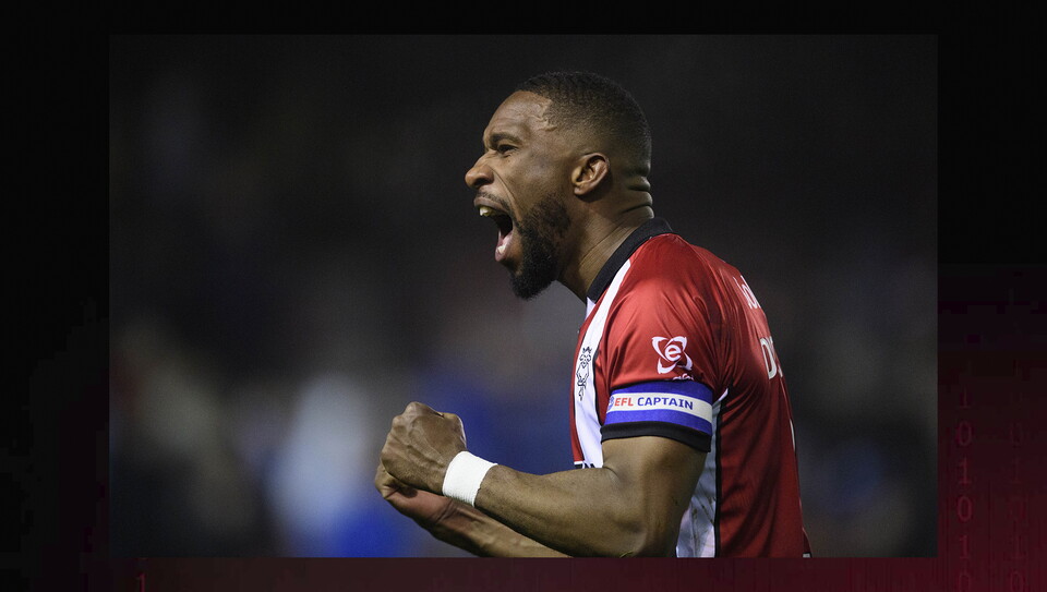 A match action image from the Imps’ 2-1 home win over Cardiff City