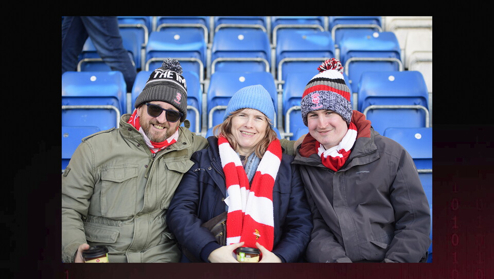 Lincoln City fans in the crowd at Stockport County on Boxing Day