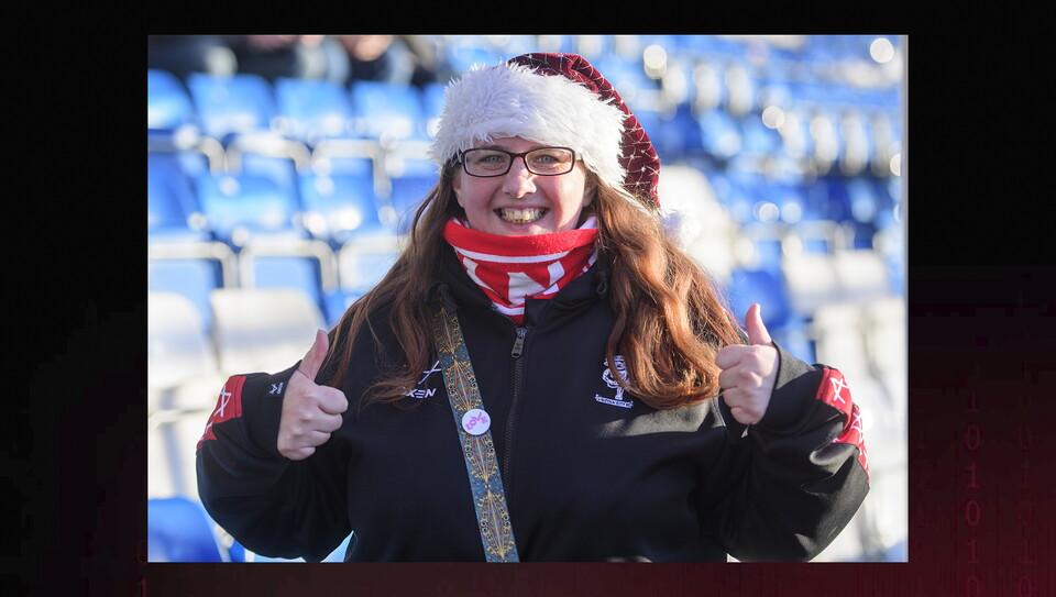 Lincoln City fans in the crowd at Stockport County on Boxing Day