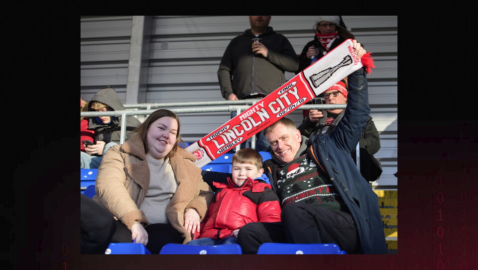 Lincoln City fans in the crowd at Stockport County on Boxing Day