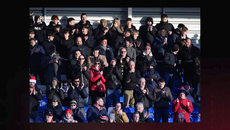 Lincoln City fans in the crowd at Stockport County on Boxing Day