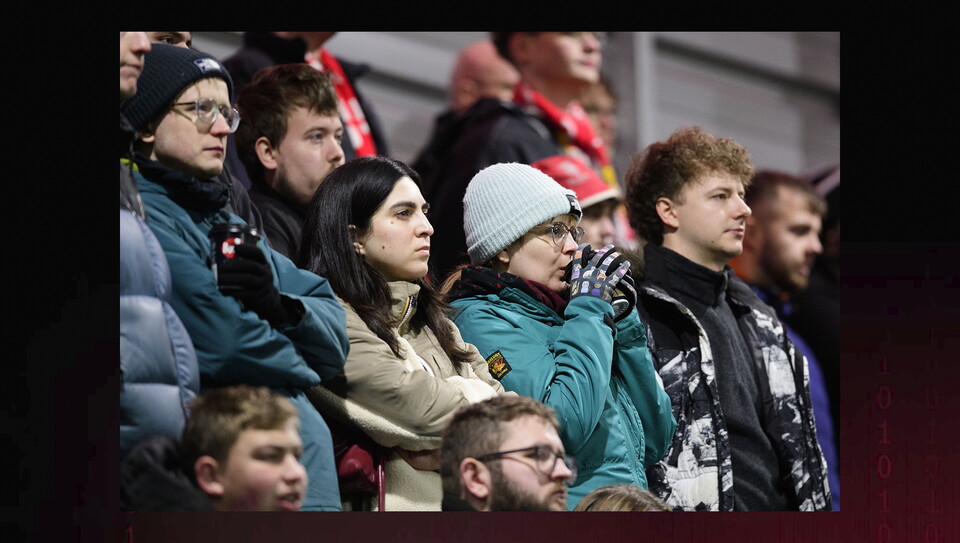 Lincoln City fans in the crowd at Stockport County on Boxing Day