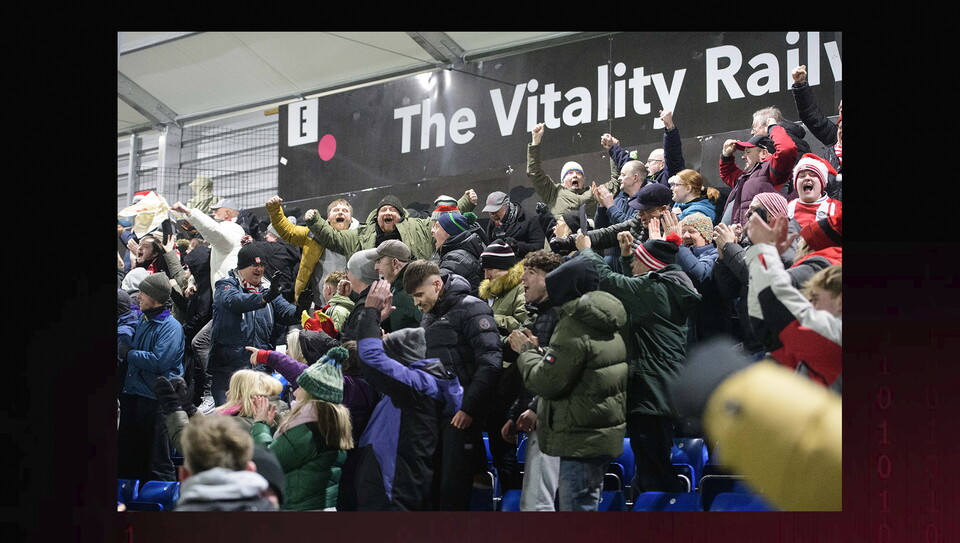 Lincoln City fans in the crowd at Stockport County on Boxing Day