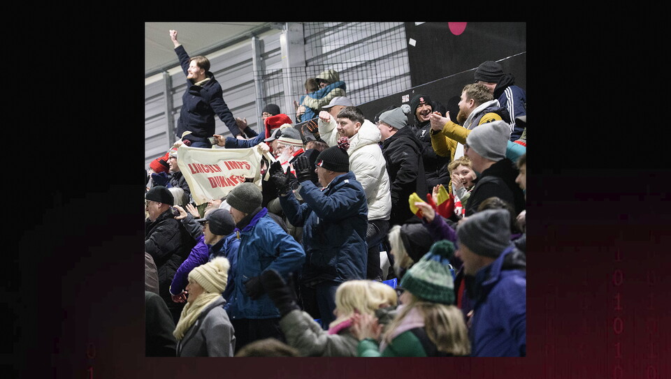 Lincoln City fans in the crowd at Stockport County on Boxing Day