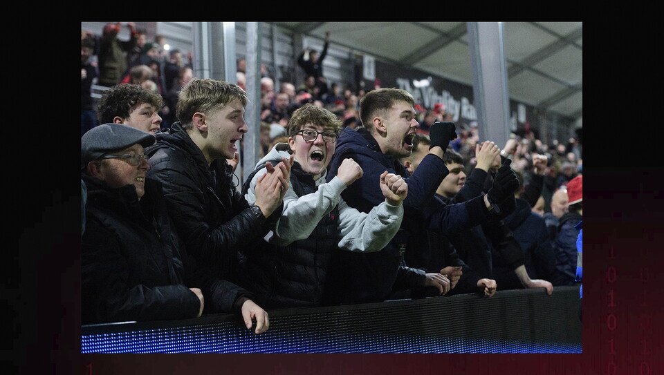 Lincoln City fans in the crowd at Stockport County on Boxing Day