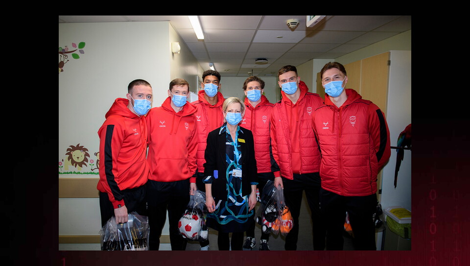 Lincoln City and Lincoln Women players visit to Lincoln County Hospital ahead of Christmas 2025.