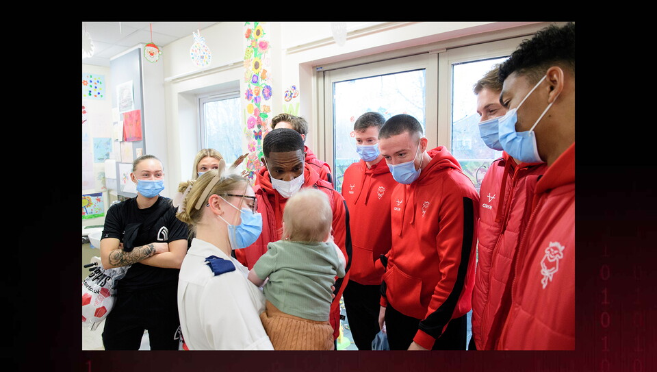 Lincoln City and Lincoln Women players visit to Lincoln County Hospital ahead of Christmas 2025.