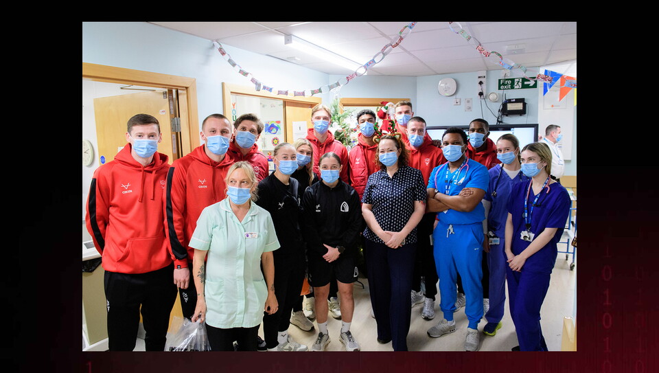 Lincoln City and Lincoln Women players visit to Lincoln County Hospital ahead of Christmas 2025.