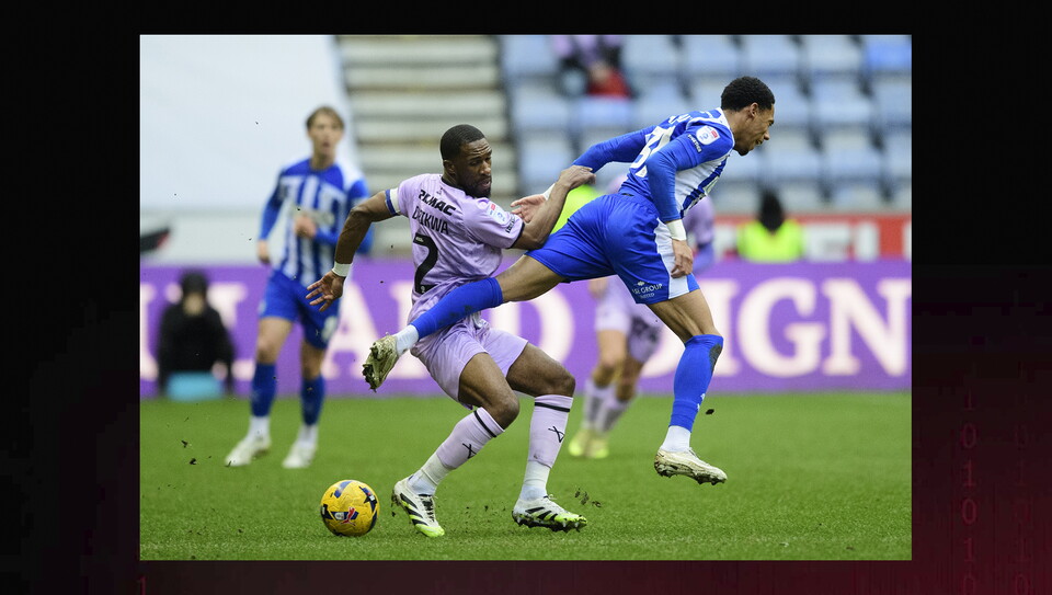 A match action photo from Wigan v Lincoln