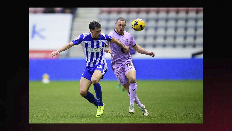 A match action photo from Wigan v Lincoln