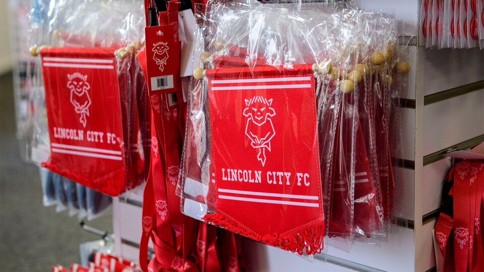 Items on sale in the club store at the LNER Stadium