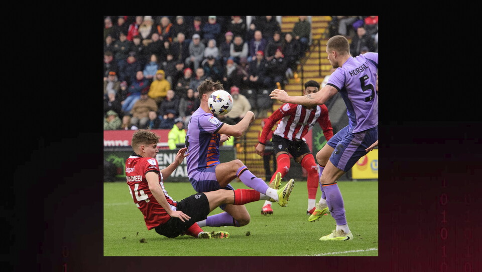 A match action image from City’s 4-0 home win over Blackpool