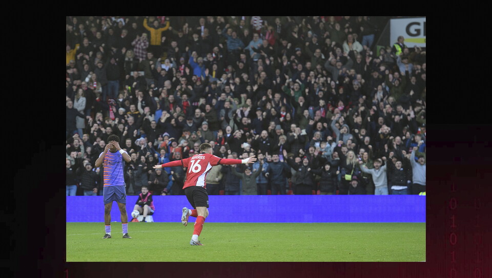 A match action image from City’s 4-0 home win over Blackpool