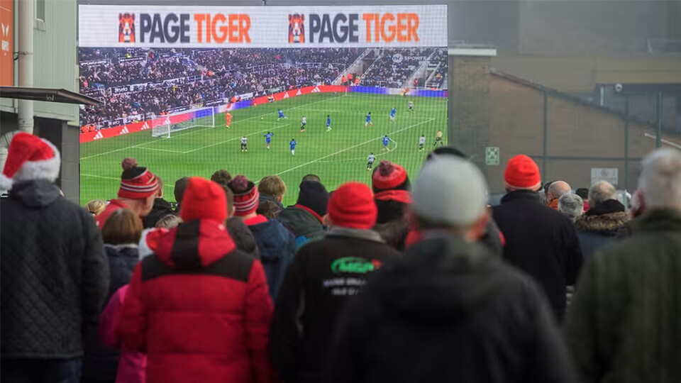 The big screen in the Fan Village
