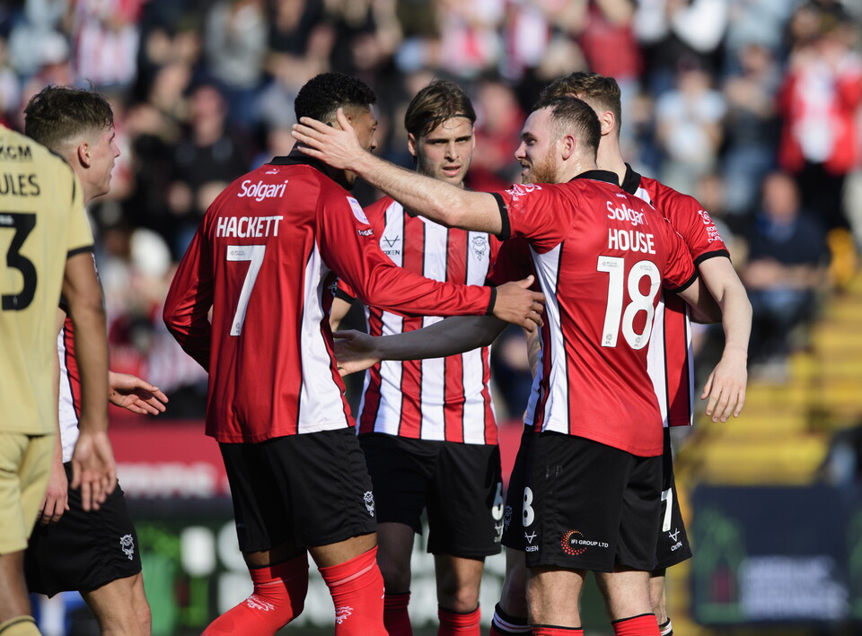 Ben House celebrates his goal