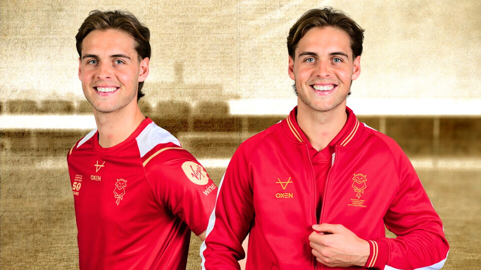 Two images of Ryley Towler in red tops