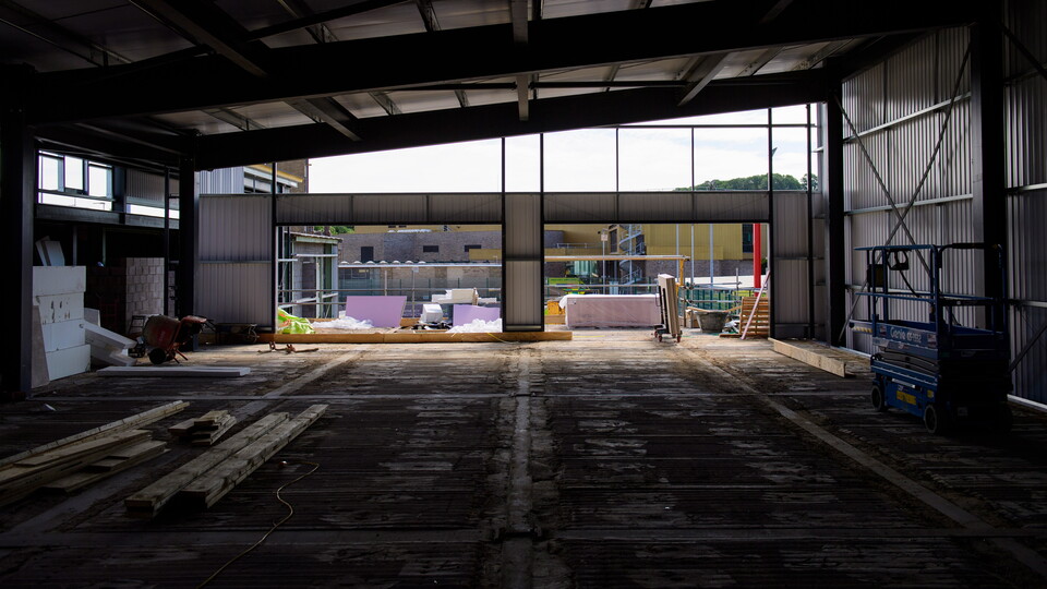 A view from inside a new building