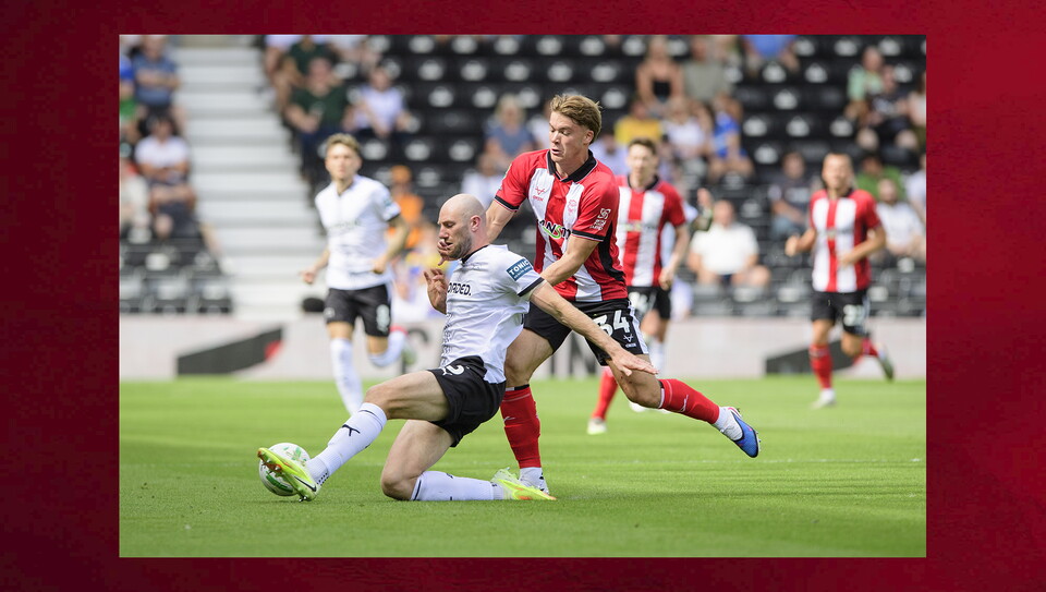 A match action image from City’s 2-1 Carabao Cup first round win at Derby