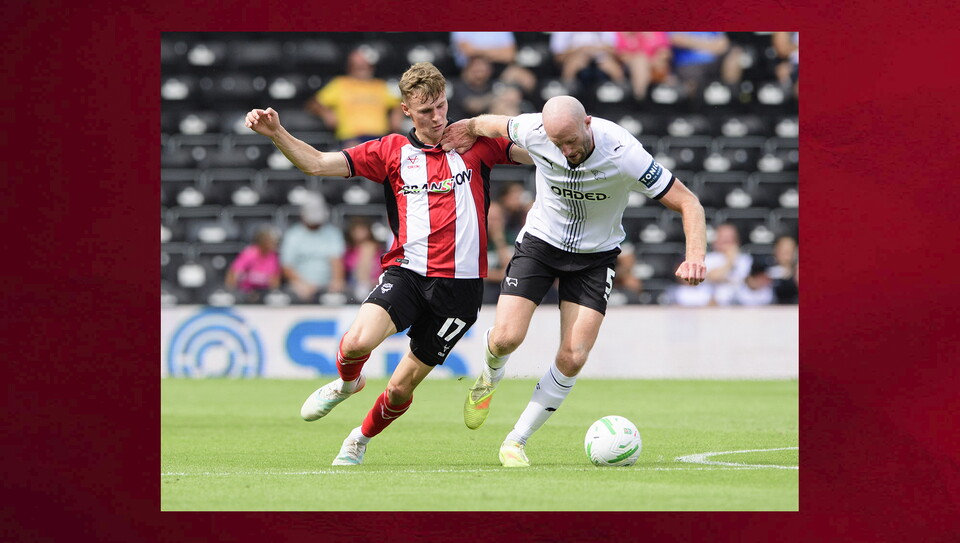 A match action image from City’s 2-1 Carabao Cup first round win at Derby