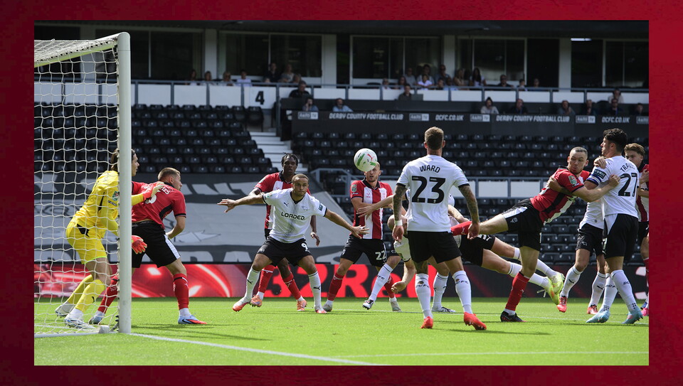 A match action image from City’s 2-1 Carabao Cup first round win at Derby