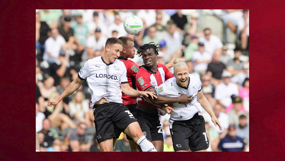 A match action image from City’s 2-1 Carabao Cup first round win at Derby