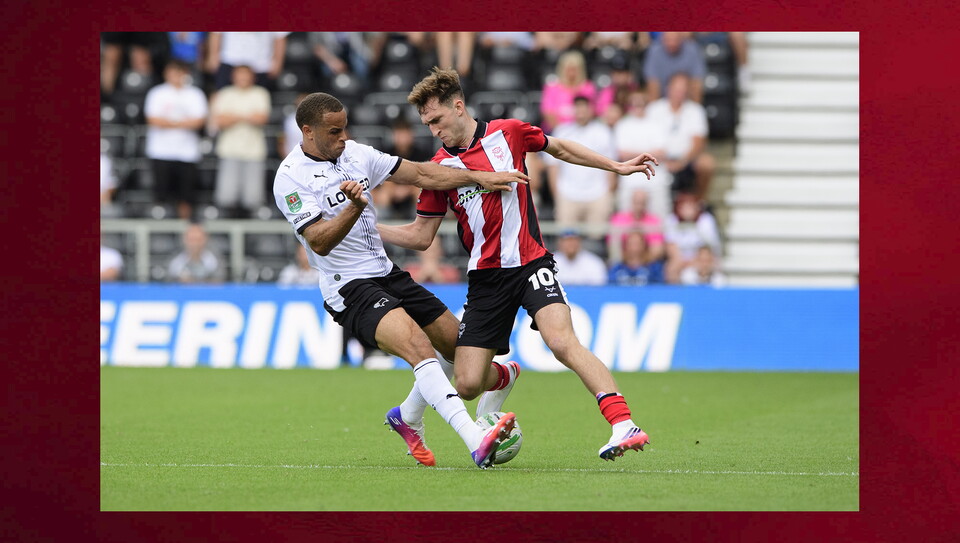 A match action image from City’s 2-1 Carabao Cup first round win at Derby