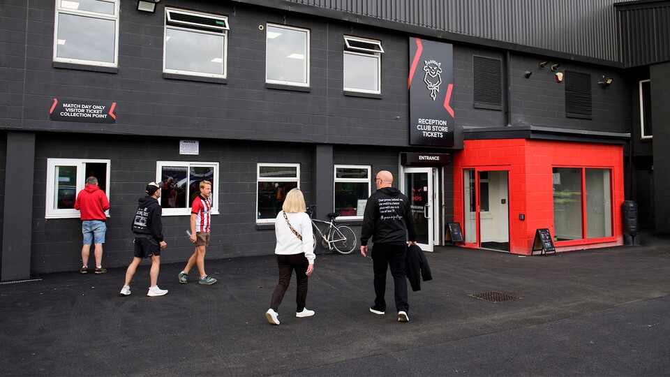 An image of the outside of the club store/ticket office at the ProAmpac Stadium