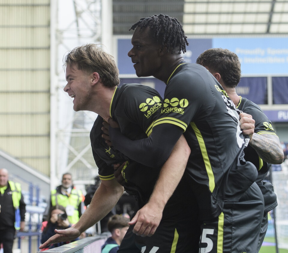 Freddier Draper is celebrated after scoring a goal