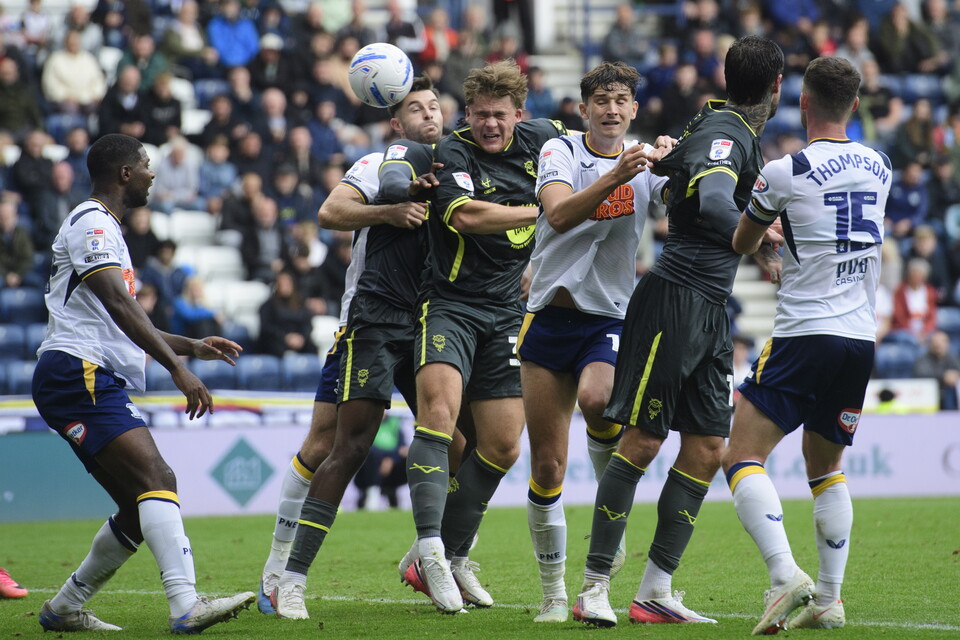 Freddie Draper heads in the only goal of the game