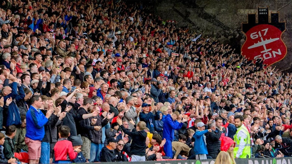 Fans in the GBM Stand of the LNER Stadium