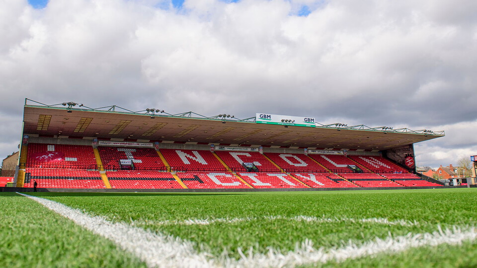 A view of the GBM Stand at the LNER Stadium