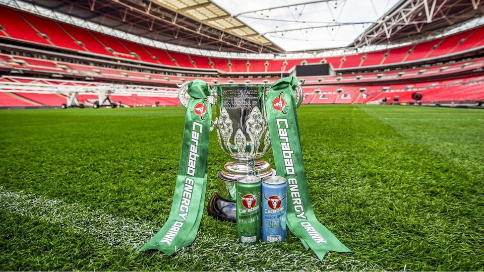 A close up of the Carabao Cup trophy