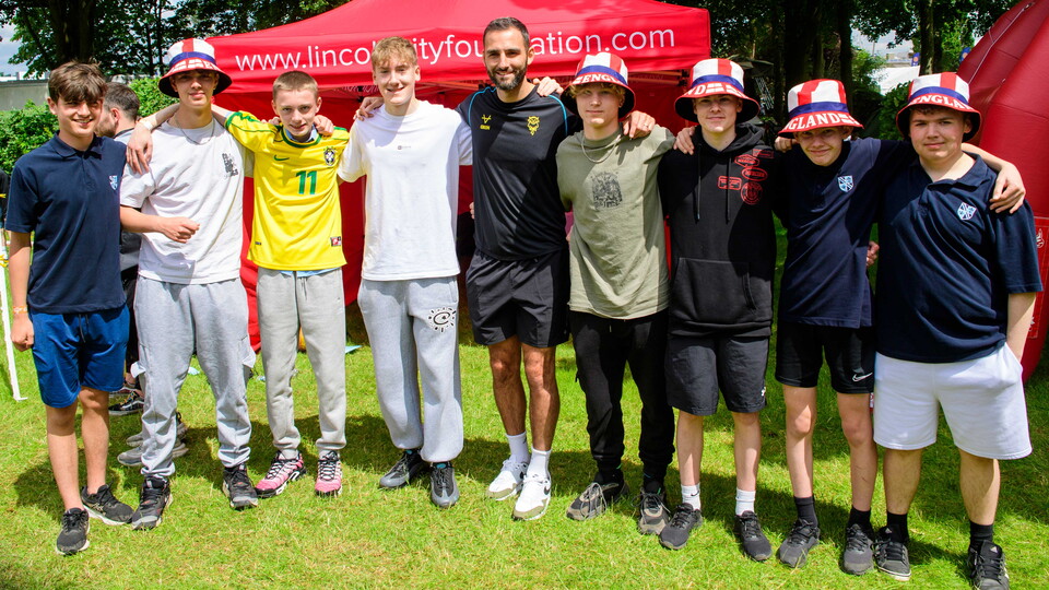 A photo of Adam Jackson and City supporters at the Lincolnshire Show.
