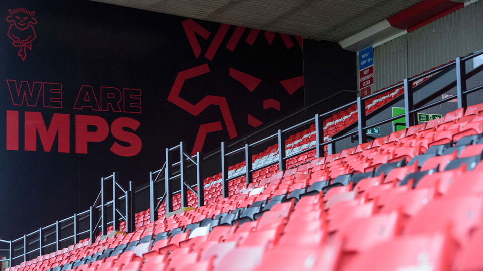 A photo of the We Are Imps sign in the GBM Stand at the LNER Stadium.