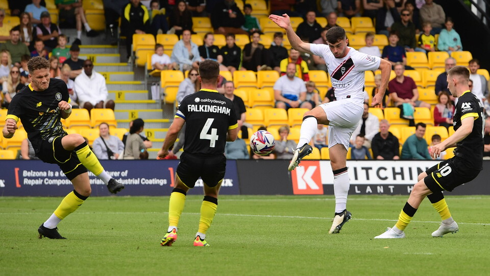 Sean Roughan scores against Harrogate Town.